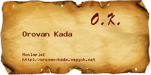 Orovan Kada névjegykártya